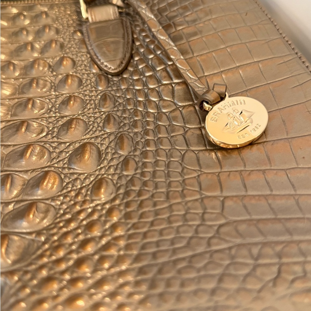 Brahmin Gold Metallic Crocodile Embossed Anywhere Tote - Picture 7 of 16